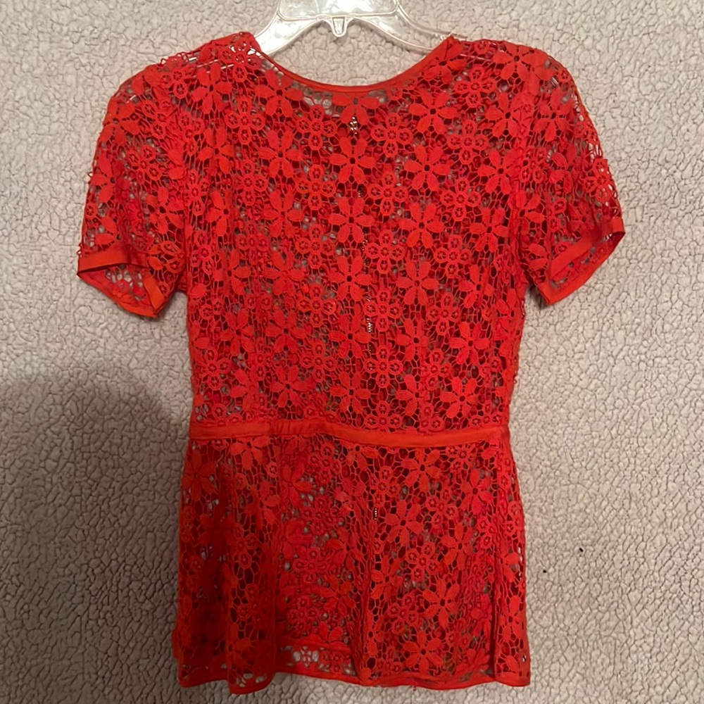 Orange lace top with zipper